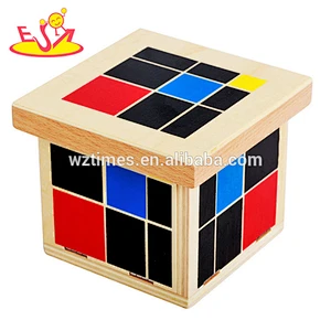 2018 New design toddlers geometry blocks wooden montessori learning materials W12F013