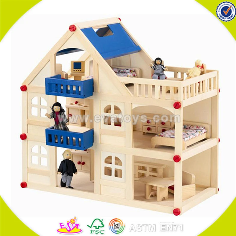 wholesale girls wooden toy house for dolls W06A046