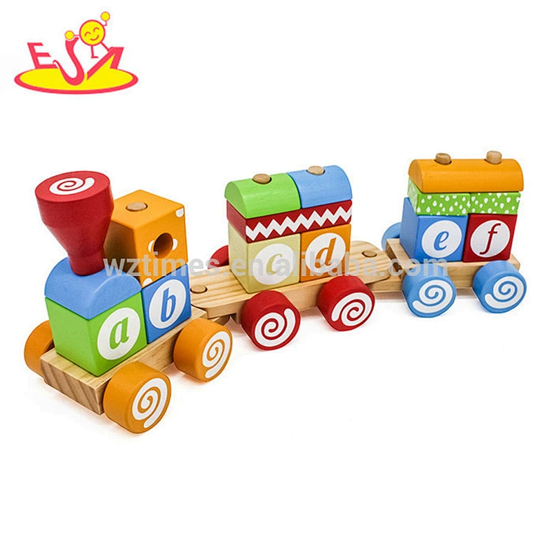 Top fashion educational kids wooden letter train toy with high quality W04A393