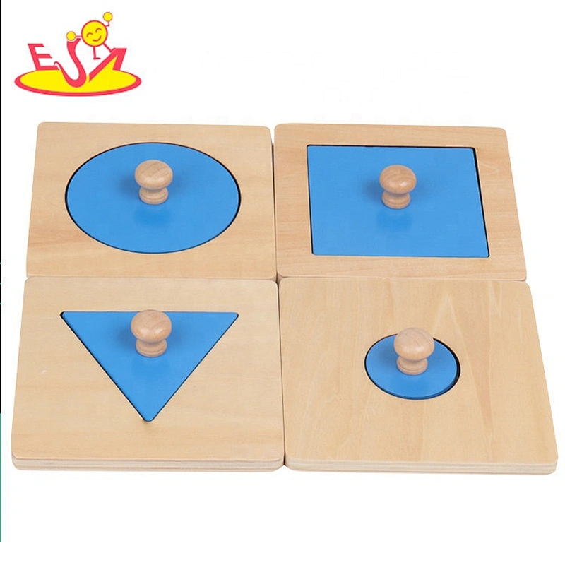 High quality educational wooden montessori shape puzzle for toddlers W12F099