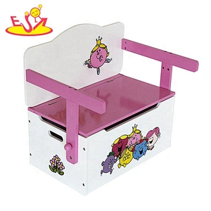 High quality small wooden toy box bench for children W08C279