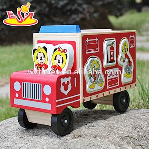 Wholesale cartoon wooden car toys for kids W04A287