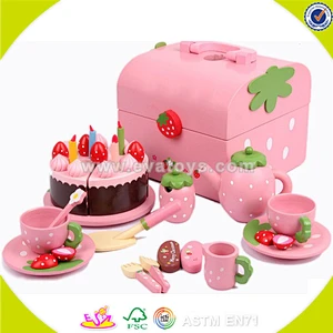 wholesale baby wooden birthday cake set toy, top fashion kids wooden chocolate cake, funny wooden birthday cake set toy W10B101