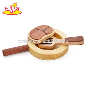 2018 wholesale baby new wooden play pots and pans funny kids play pots and pans best natural wooden play pots and pans W10B179