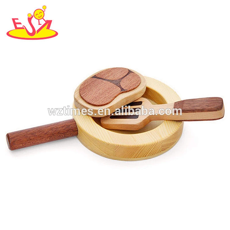 2018 wholesale baby new wooden play pots and pans funny kids play pots and pans best natural wooden play pots and pans W10B179