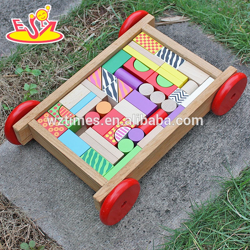 2018 wholesale pull car designed wooden wooden blocks for toddlers W13C032