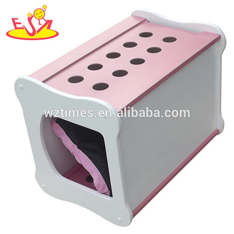 Wholesale delicate rectangle household wooden pet bed for small animals W06F003