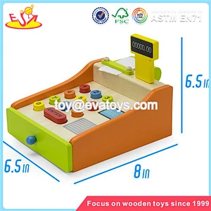 2018 wholesale kids wooden toy cash register new design children wooden toy cash register best toy cash register W10A065