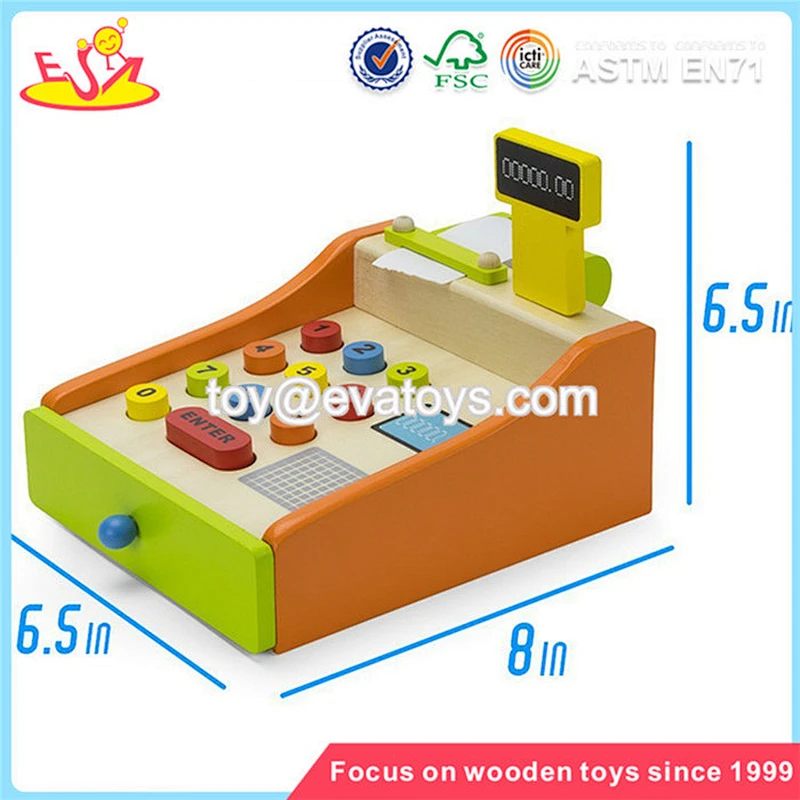 2018 wholesale kids wooden toy cash register new design children wooden toy cash register best toy cash register W10A065