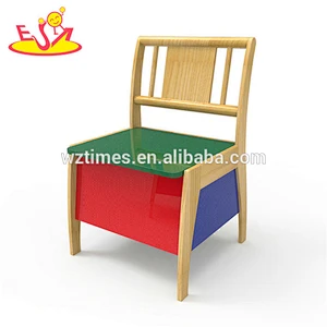 New hottest colored 1 table 2 chair set wooden kids study table and chair with storage function W08G237