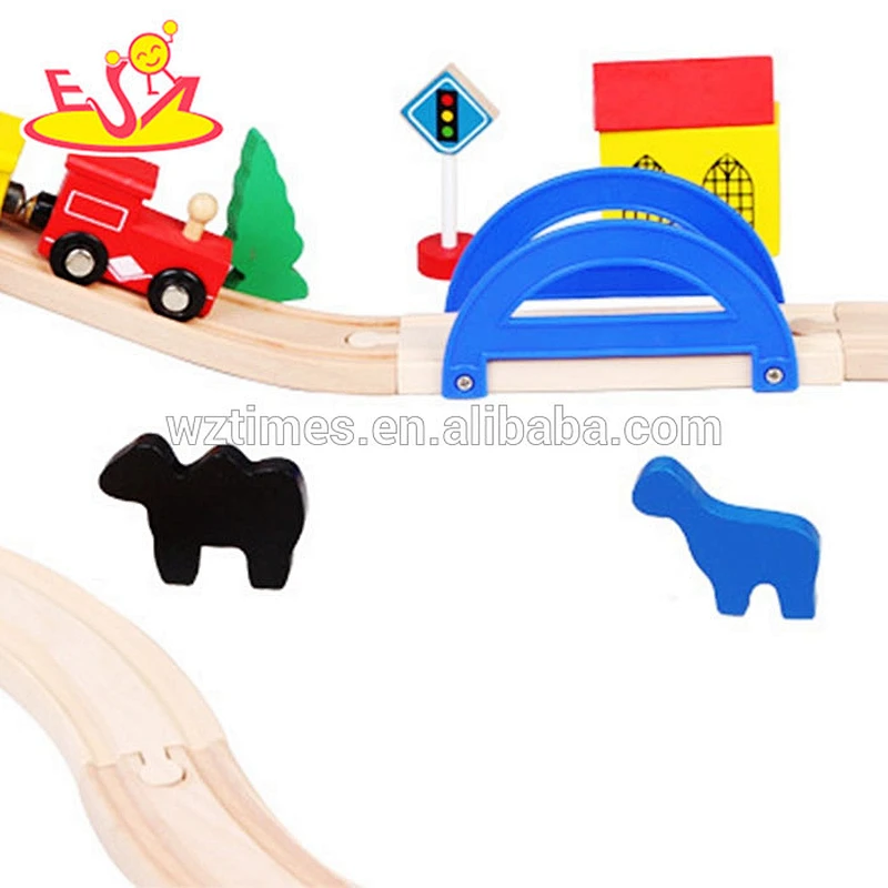 2018 wholesale baby wooden train toy tracks 39 pieces wooden train toy tracks W04C055