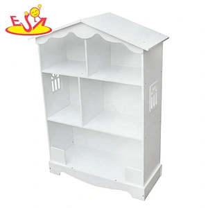 2018 New design white wooden house shaped bookshelf for kids W08D015B