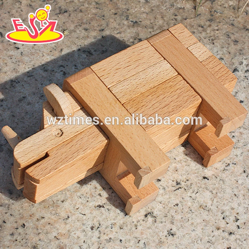 wholesale new design children diy wooden animal intelligence toy for education W11C016