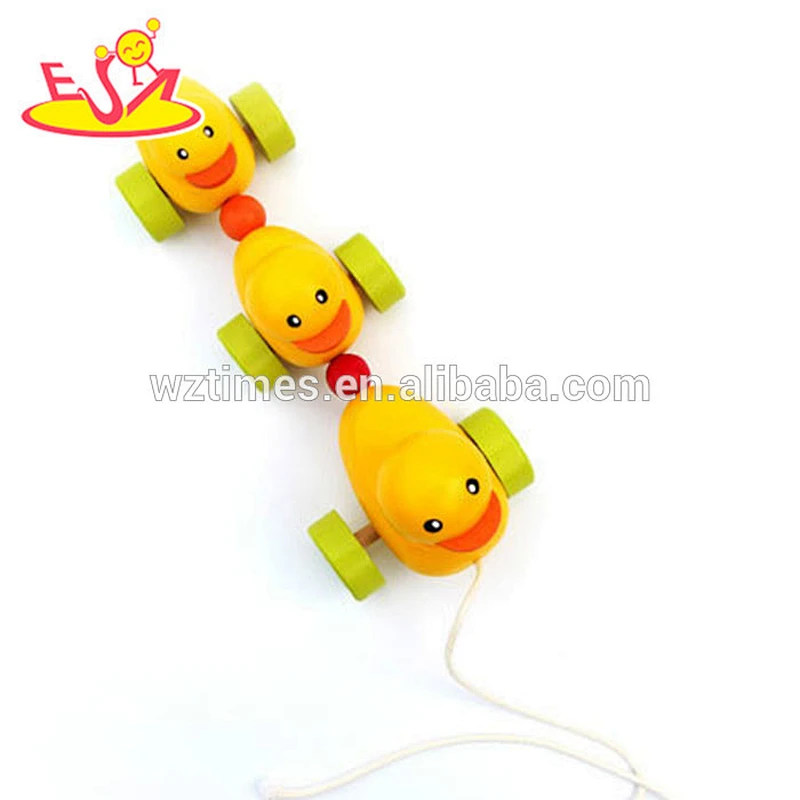 2018 wholesale kids wooden yellow duck toy fashion children wooden yellow duck toy funny baby wooden yellow duck toy W05B146
