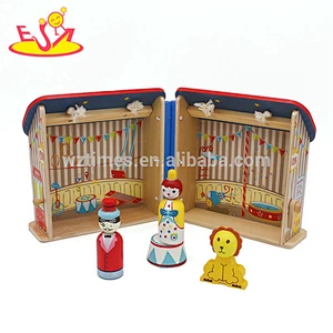New design small wooden circus dollhouse for kids W06A327