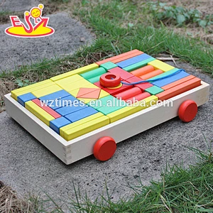 2018 wholesale pull car designed wooden children's building blocks for sale W13C031
