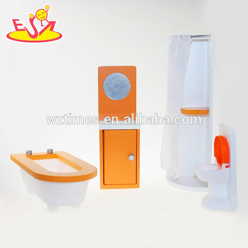 Wholesale fashionable baby wooden bathroom furnitures toy mini dollhouse furnitures toy W06B030