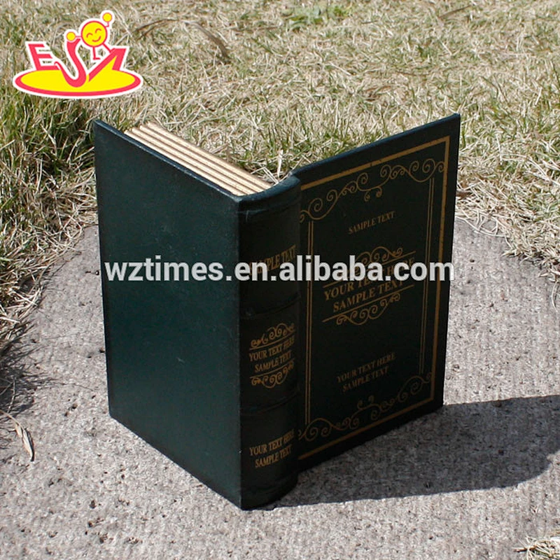 Wholesale classical wooden book shaped storage small box used for placing items W02A138