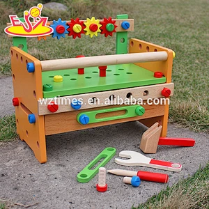 Wholesale early learning customize wooden tools bench toy for children W03D055