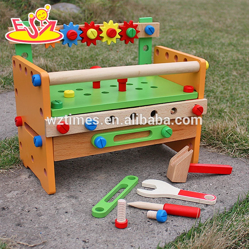Wholesale early learning customize wooden tools bench toy for children W03D055
