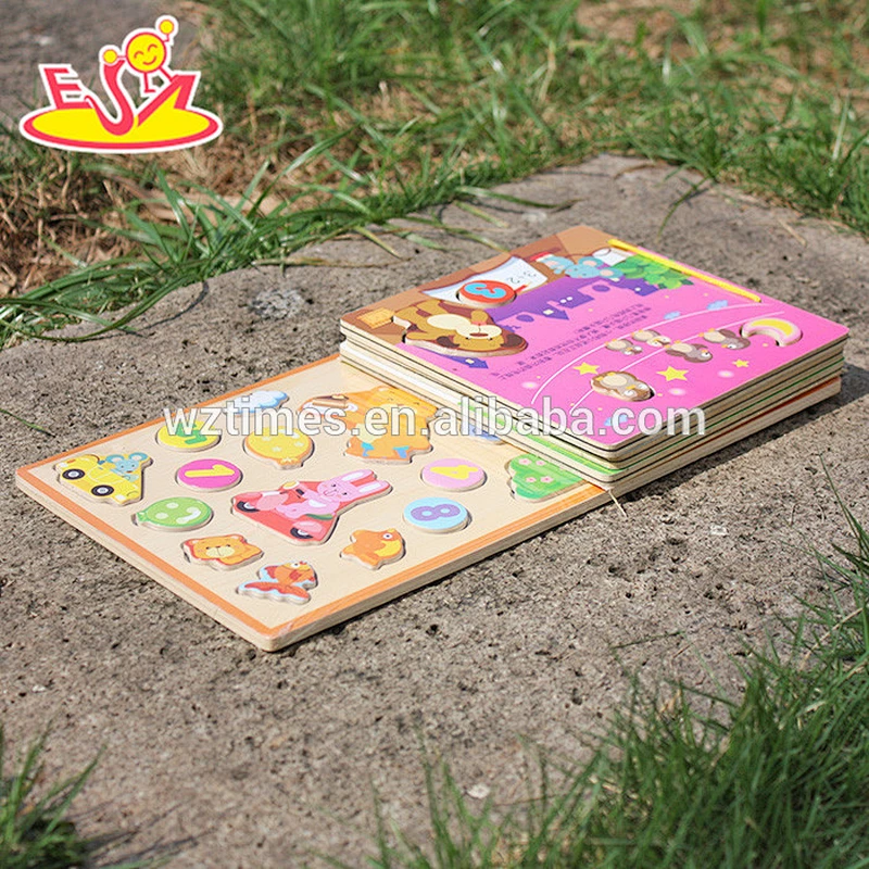 2018 wholesale baby wooden jigsaw puzzle book fashion kids wooden jigsaw puzzle book child wooden jigsaw puzzle book W14H002