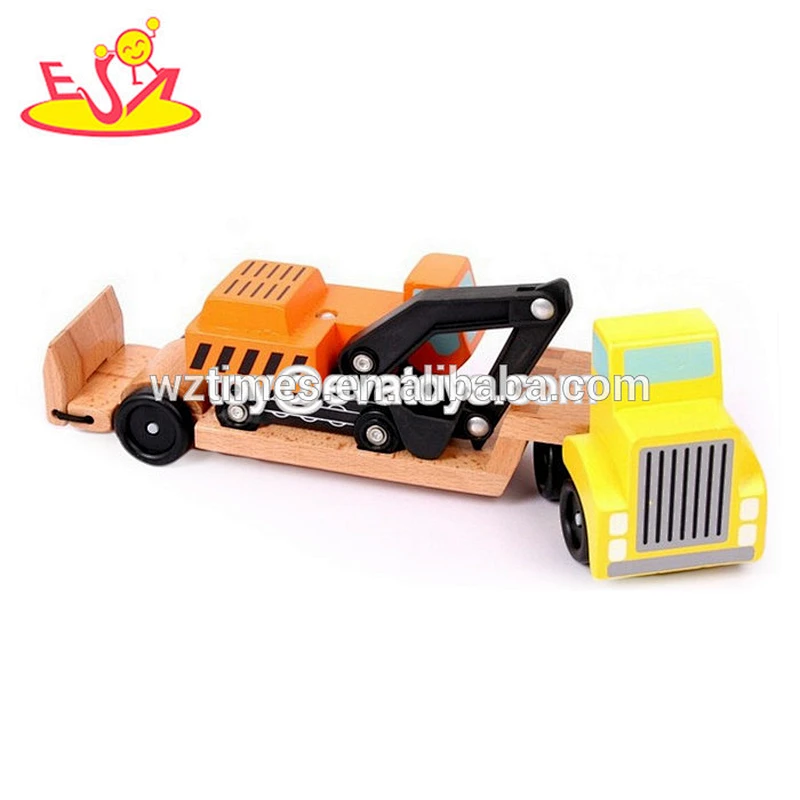 Wholesale best quality wooden construction vehicle toy for car carrier toy W04A357