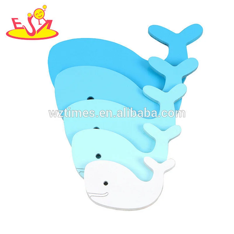 Los niños del juguete de madera natural educativo 3D rompecabezas de madera con forma de peces W14D029