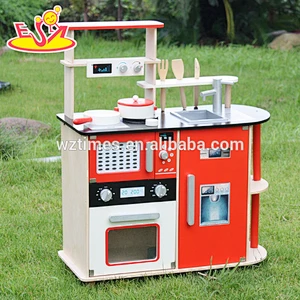 2018 Wholesale toddlers wooden kitchen toy new design red kids wooden kitchen toy best children play wooden kitchen toy W10C211