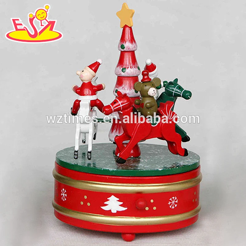 wholesale baby wooden carousel music box fashion kids wooden carousel music box popular wood carousel music box W07B011A