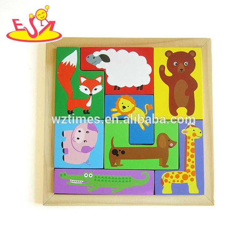 2018 Wholesale funny puzzle toys wooden mini jigsaw puzzle for preschool W14A185