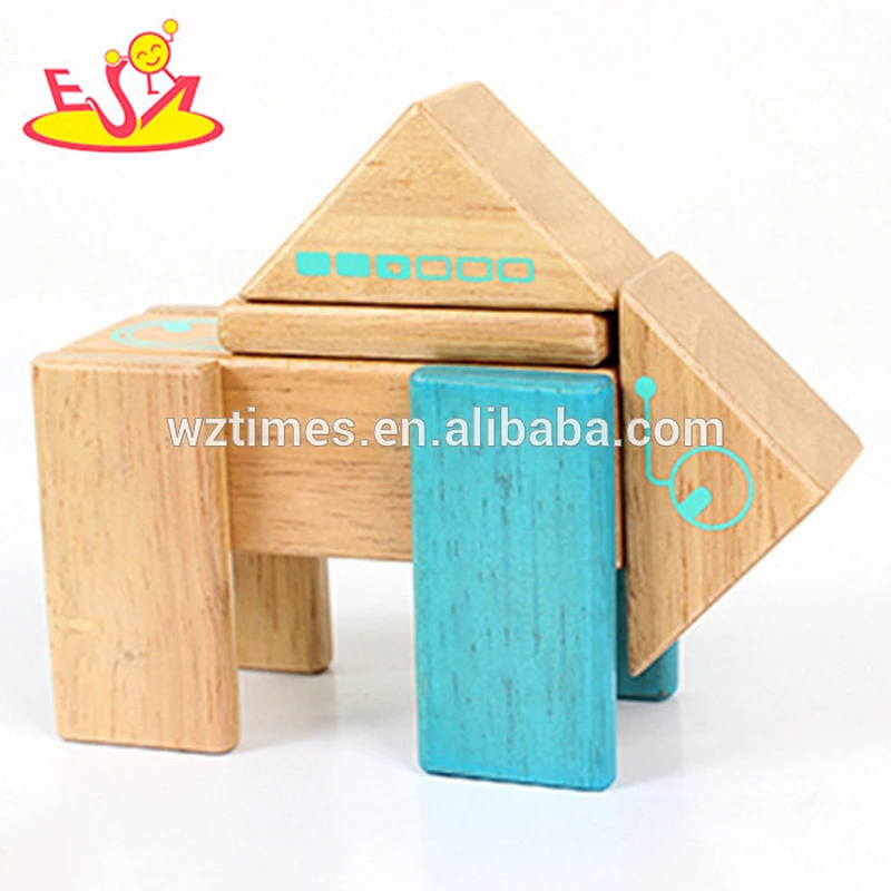 Wholesale intelligent wooden diy robot puzzle toy for children play W03B043