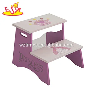 2018 New design cartoon wooden toddler step stool for wholesale W08G248