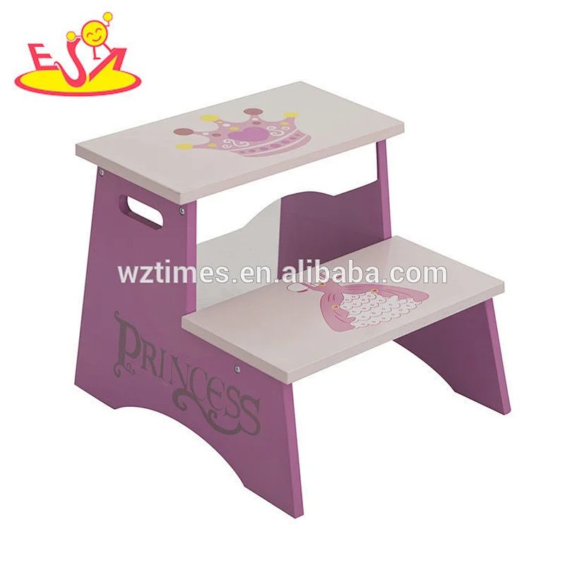2018 New design cartoon wooden toddler step stool for wholesale W08G248