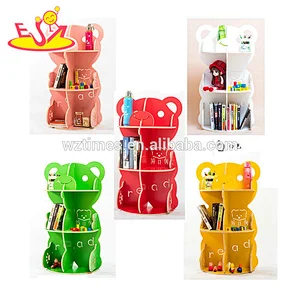 Wholesale creative customized bear shaped children wooden bookshelf for sale W08D067