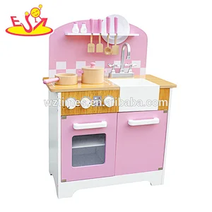 Juego de cocina de juguete de madera rosa pretender 2018 para niñas W10C385