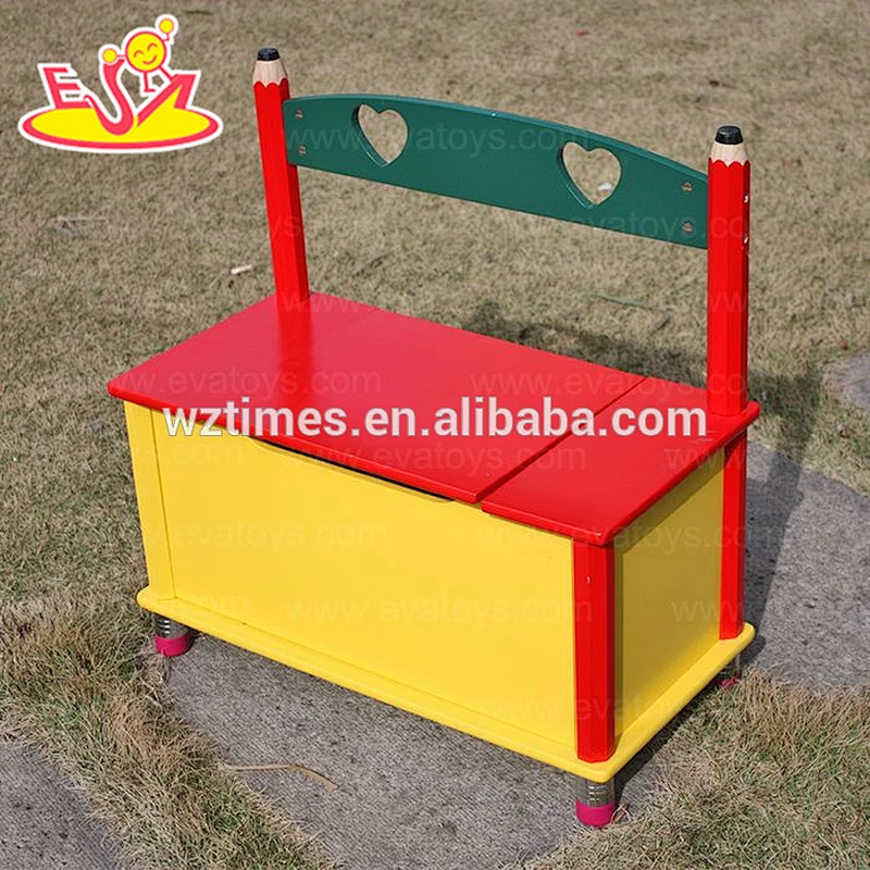 Wholesale customize baby wooden storage box bench used to sit and placing items W08C093