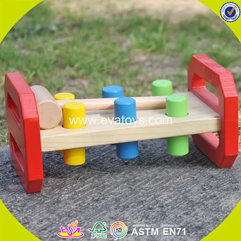 2018 wholesale baby wooden peg and hammer toy W11G036