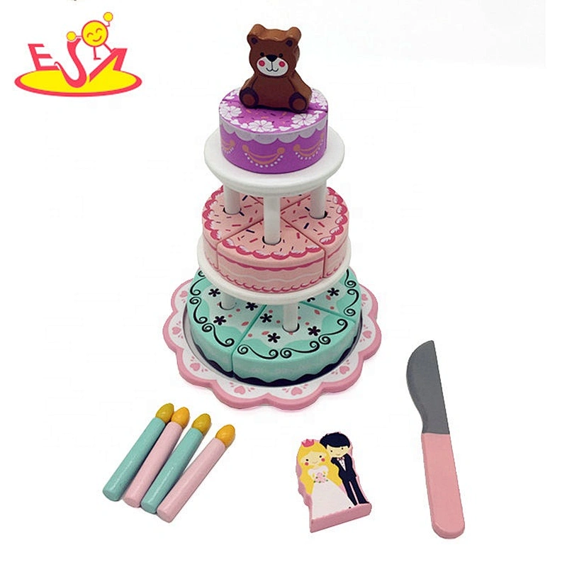 2019 Most popular pretend play wooden birthday cake toy for children W10B310
