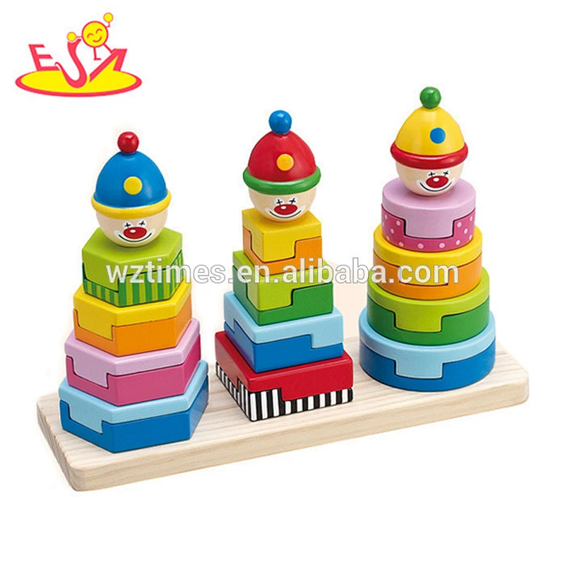 Venta al por mayor de alta calidad de madera bloques de apilamiento juguete multishape niño bloques de madera de apilamiento juguete W13D041