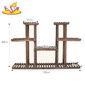New arrival decorative 3 tiers brown wooden pot stand for plants W08H112