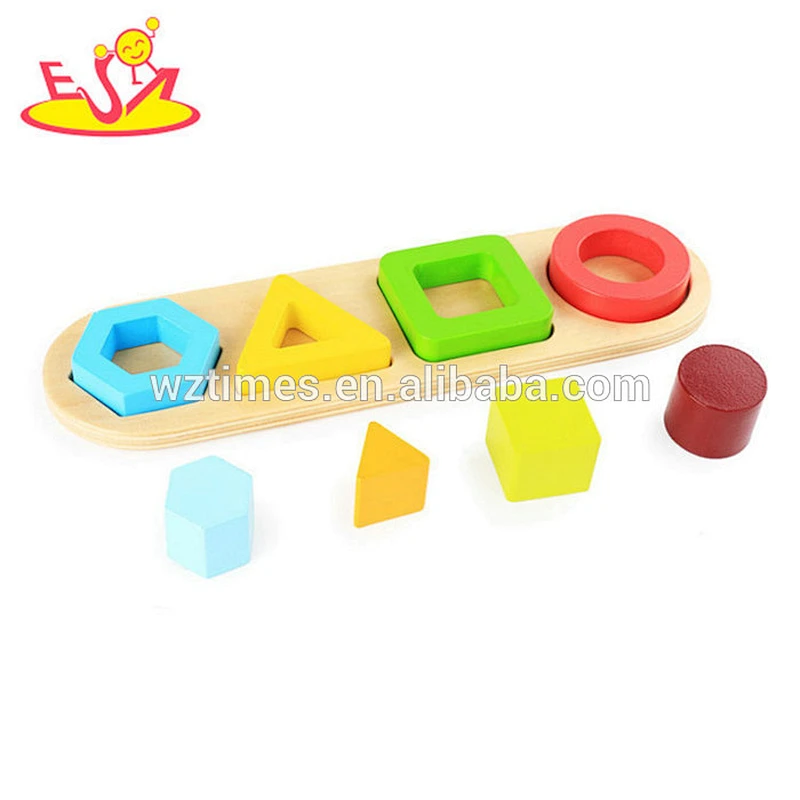 Wholesale educational toy wooden shape matching game for baby learning shapes and colors W13E074