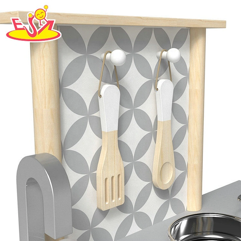 2019 New design children wooden steel kitchen set toy for play W10C475B