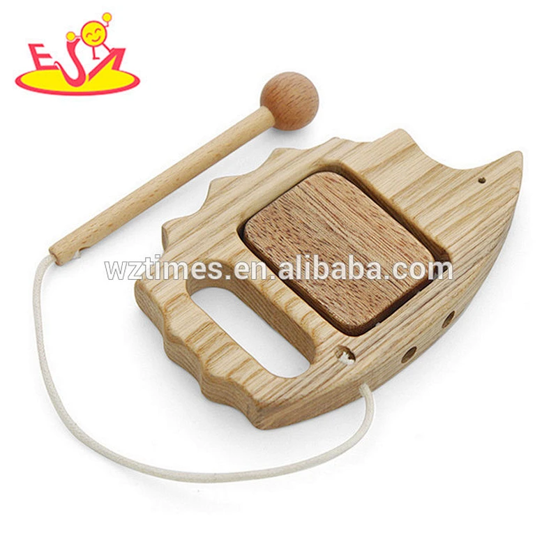 Wholesale educational baby wooden musical set toy with drums and castanet W07A122