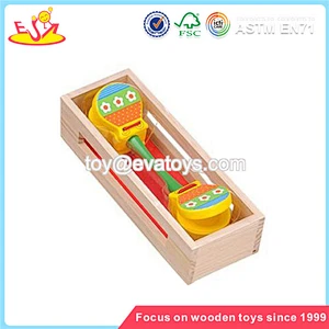 Wholesale new design preschool music toy wooden hand clapper W07I039