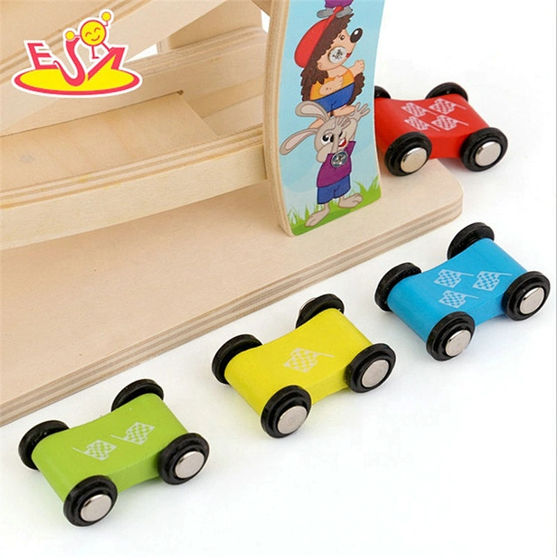 High speed mini wooden toy car ramp track for children W04E071