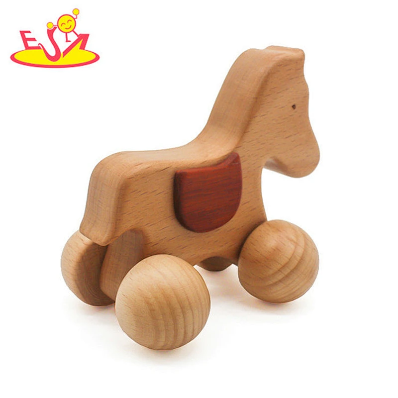 Wholesale lovely craft animals shape small car toy wooden toys vehicle for children W04A236