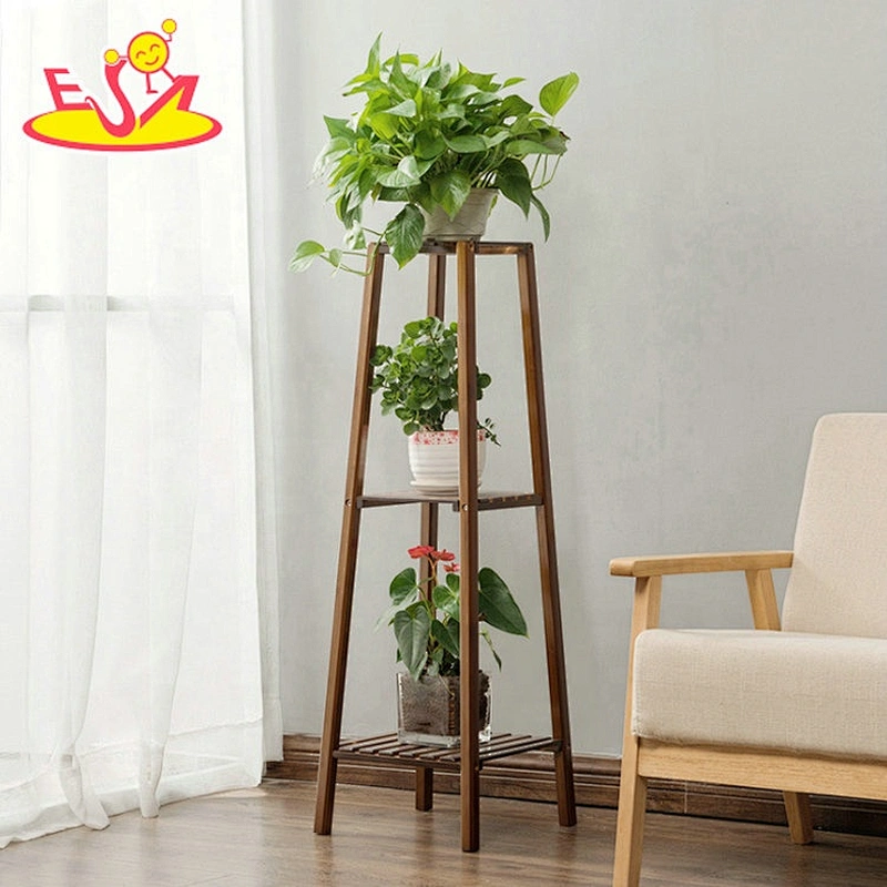 New arrival 3 layers brown wooden plant stand indoor for garden decor W08H114