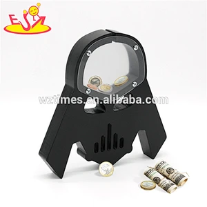 New design cool skull wooden baby money box for saving money W02A283
