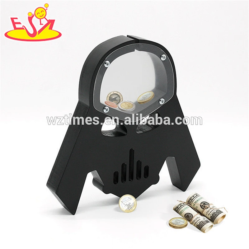 New design cool skull wooden baby money box for saving money W02A283