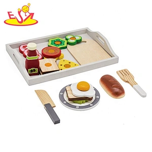 2018 New hottest kids wooden toy food tray set for pretend play W10B272